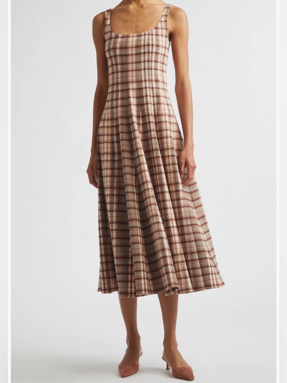 STAUD Wells Dress Tuscany Plaid 8